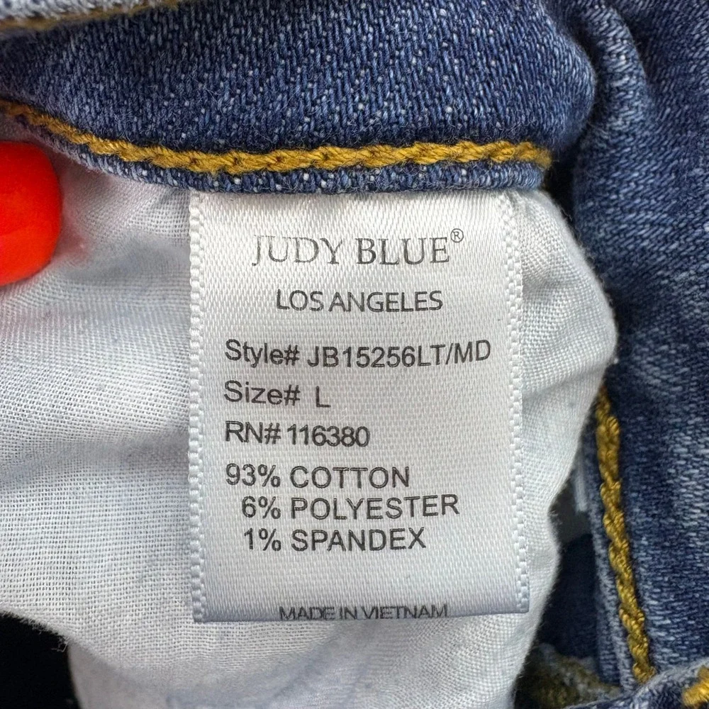 Judy‎ Blue Women's Sz Large Two-Tone Wash High Rise Denim Shorts Casual Summer